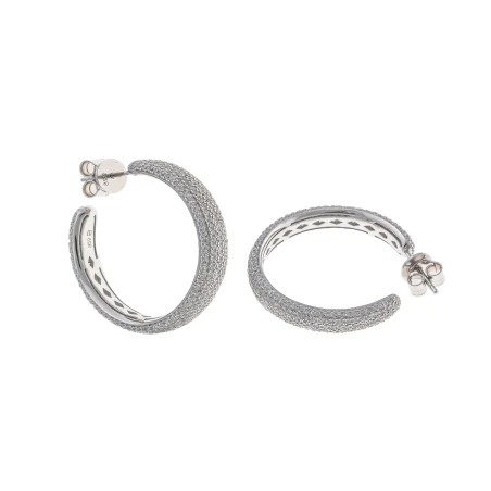 Pendientes Salvatore Aro Plata Baño Rodio y Circonitas Blancas 112A0413