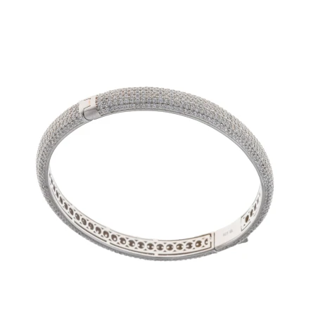 Pulsera Salvatore Caña Plata Baño Rodio y Circonitas Blancas 112P0142