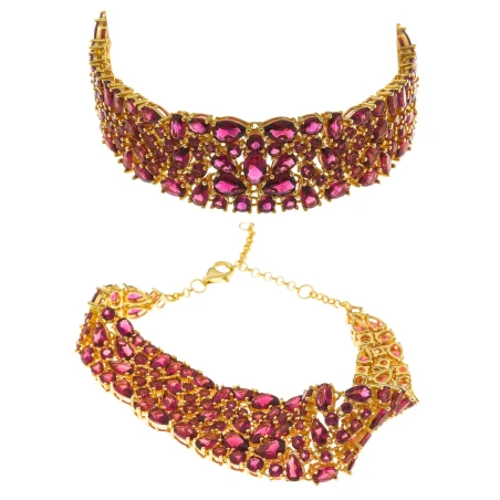 Pulsera Salvatore Plata Baño oro y Circonitas Rojas 151P0046