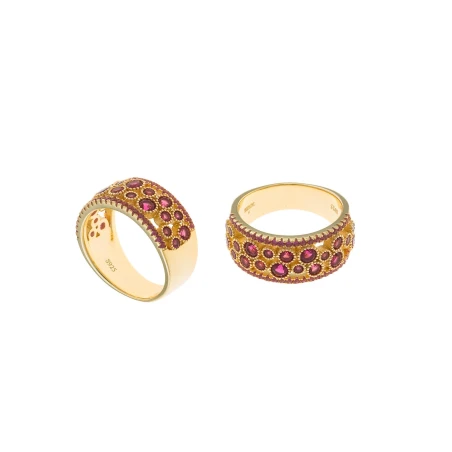 Anillo ancho Salvatore Plata Baño oro y Circonitas Corindon 211S0257