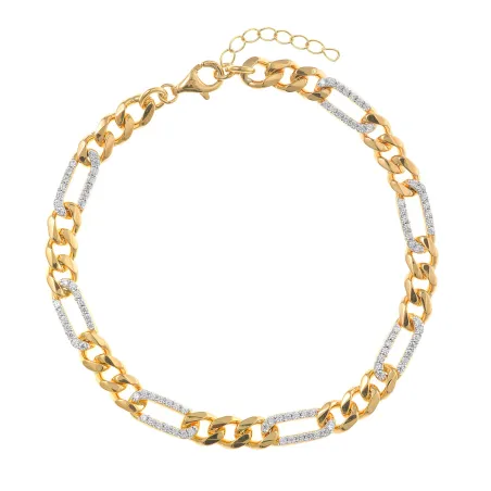 Pulsera Salvatore Eslabones Plata Baño Oro y Circonitas 136P0222