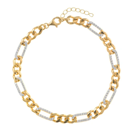 Pulsera Salvatore Eslabones Plata Baño Oro y Circonitas 136P0222