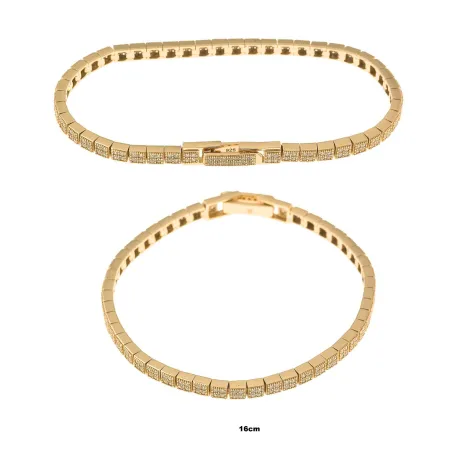 Pulsera Salvatore Cuadros Plata Baño Oro y Circonitas 136P0248