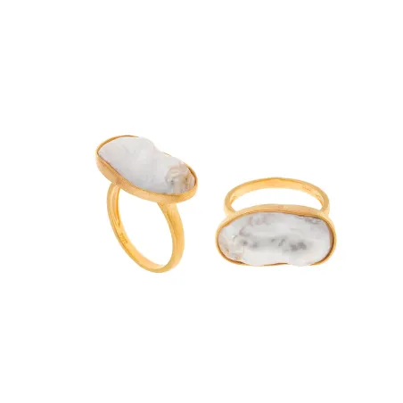 Anillo Salvatore Plata Baño Oro y Perla Barroca 275S0003