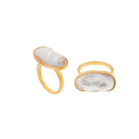 Anillo Salvatore Plata Baño Oro y Perla Barroca 275S0003