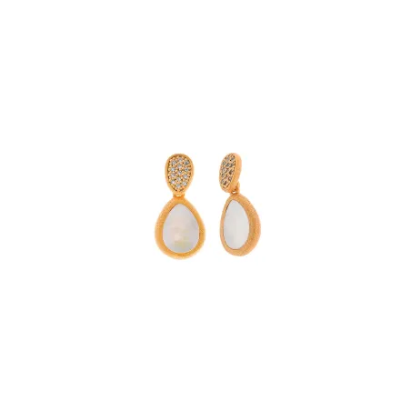 Pendientes Salvatore Plata Baño Oro y Circonitas y Madre Perla 190A0020