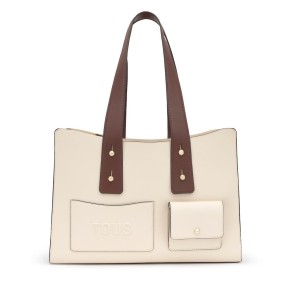 Bolso City TOUS Back To Basics Beige y Marrón Grande...