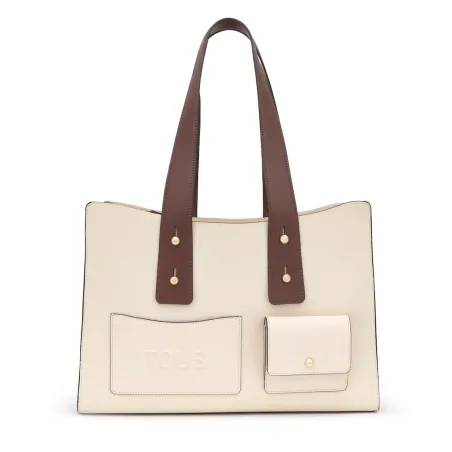 Bolso City TOUS Back To Basics Beige y Marrón Grande 2002373502 