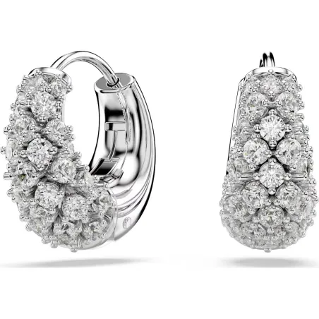 Pendientes Swarovski Sublima Aro Baño Rodio y Cristales Blancos 5732282