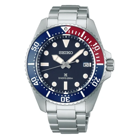 Reloj Seiko Prospex Solar Hombre Plateado, Azul y Rojo Analógico SNE595P1
