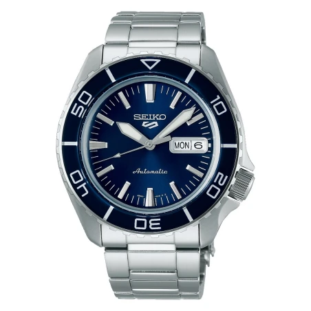 Reloj Seiko 5 Sports Plateado y Azul Automático Hombre SRPK97K1