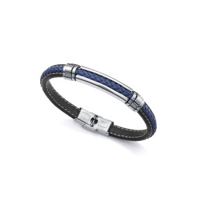 Pulsera Viceroy Fashion Piel Azul y Negra y Acero Hombre...