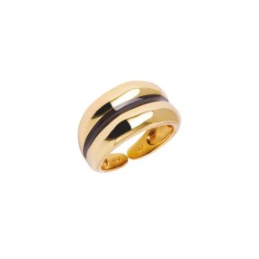 Anillo Ancho Vidal&Vidal Horizonte Baño Oro y Esmalte...