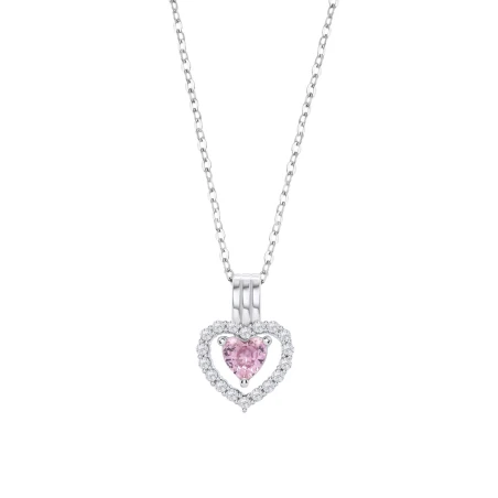 Collar Lotus Silver coraón Plata circonitas Blancas y Rosa LP3555-1/2