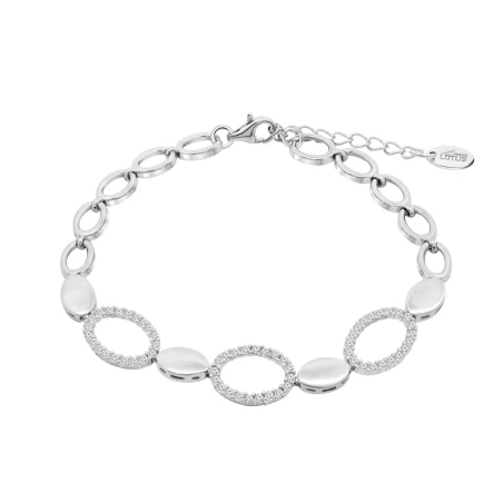 Pulsera Lotus Silver Glam Eslabones Plata y Circonitas Blancas LP3811-2/1
