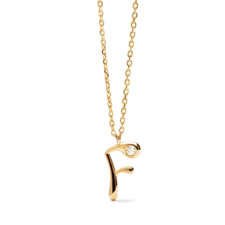 Collar PdPaola Inicial Letra F Plata y Circonita CO01-B79-U