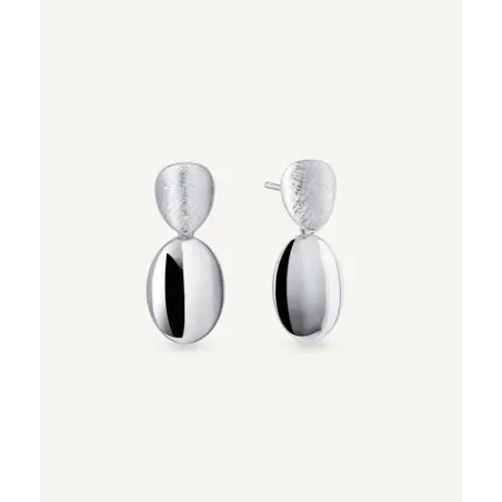 Pendientes Largos Vidal&Vidal Roser Doble Textura Baño Plata Q4055