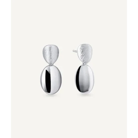 Pendientes Largos Vidal&Vidal Roser Doble Textura Baño Plata Q4055