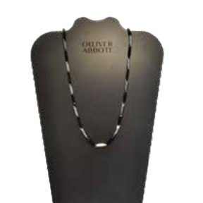Collar Olliver Abbott Piel Vegana Negra y Acero Hombre...