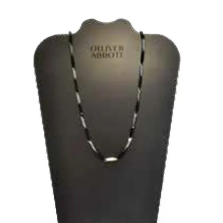 Collar Olliver Abbott Piel Vegana Negra y Acero Hombre 37ACABA17495S
