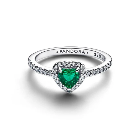 Anillo Pandora Corazón Verde Elevado 198421C07