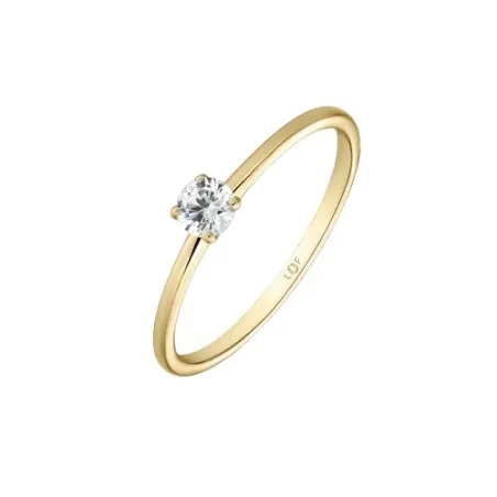 Anillo Solitario Litta Fiore Oro Amarillo 18kt y Diamante 0,10 Cts LRN-201-094