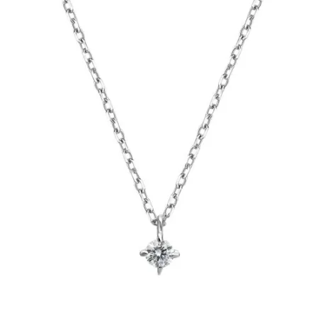 Collar Litta Fiore Oro Blanco 18kt y Diamante 0,10 Cts LNL-101-001-UU