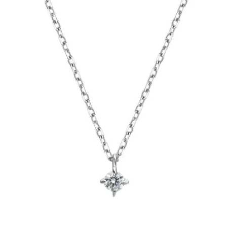 Collar Litta Fiore Oro Blanco 18kt y Diamante 0,10 Cts LNL-101-001-UU