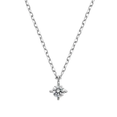 Collar Litta Fiore Oro Blanco 18kt y Diamante 0,20 Cts LNL-101-002-UU