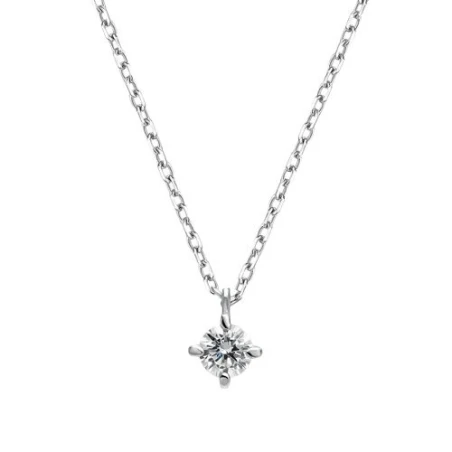 Collar Litta Fiore Oro Blanco 18kt y Diamante 0,25 Cts LNL-101-003-UU