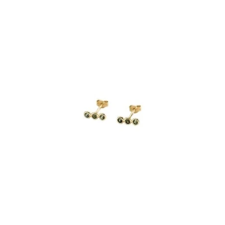 Pendientes Cortos Agatha Paris Odeon Baño Oro y Cristales Verdes 02391228-658-TU