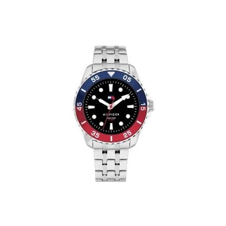 Reloj Tommy Hilfiger Plateado y Negro Analógico Niño 1720048