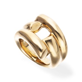 Anillo UNOde50 Raíces Tubos Baño Oro ANI0863ORO000