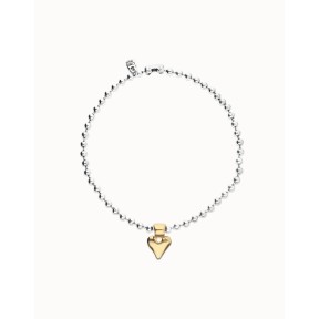 Collar UNOde50 Pálpito Bolas Baño Plata y Corazón Baño...