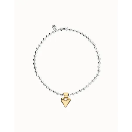 Collar UNOde50 Pálpito Bolas Baño Plata y Corazón Baño Oro COL2068OROMTL0U