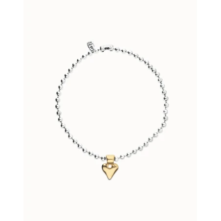 Collar UNOde50 Pálpito Bolas Baño Plata y Corazón Baño Oro COL2068OROMTL0U