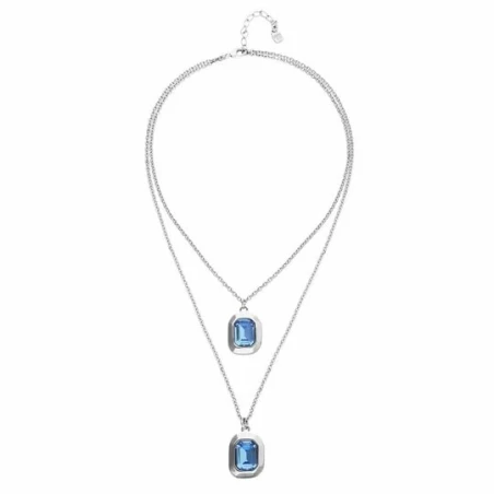 Collar Doble UNOde50 Núcleo Baño Plata y Cristales Azules COL2072AZUMTL0U