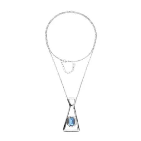 Collar Largo UNOde50 Núcleo Baño Plata y Cristal Azul COL2073AZUMTL0U