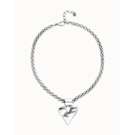Collar UNOde50 Pálpito Cadena Baño Plata y Corazón COL2075MTL0000U