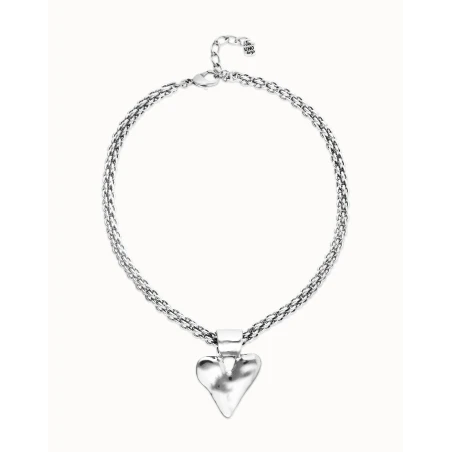 Collar UNOde50 Pálpito Cadena Baño Plata y Corazón COL2075MTL0000U