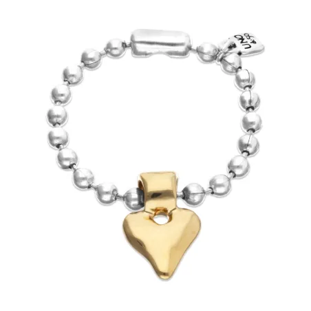 Pulsera UNOde50 Pálpito Bolas Baño Plata y Corazón Baño Oro PUL2636OROMTL0M