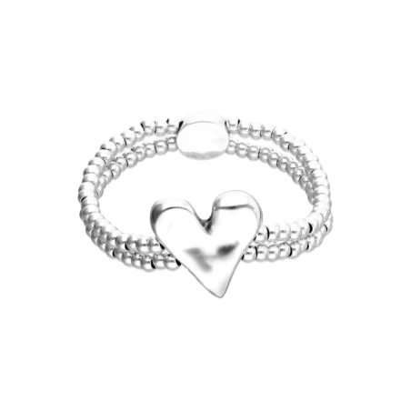 Pulsera UNOde50 Pálpito Bolas Baño Plata y Corazón PUL2637MTL0000M