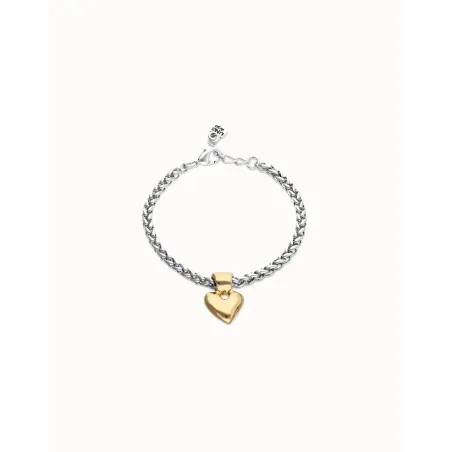Pulsera UNOde50 Pálpito Cadena Baño Plata y Corazón Baño Oro PUL2642OROMTL0M