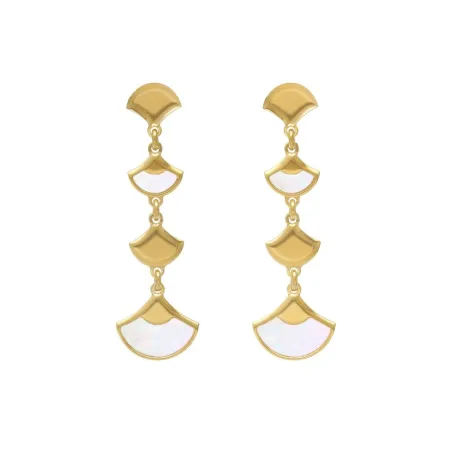 Pendientes Victoria Cruz Mum´S Break Abanicos Plata baño Oro y Nácar A5402-29DT