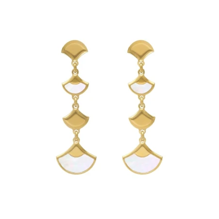 Pendientes Victoria Cruz Mum´S Break Abanicos Plata baño Oro y Nácar A5402-29DT