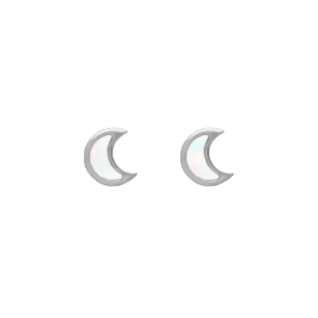 Pendientes Botón Victoria Cruz Mum´s Break Luna Plata Baño Rodio y Nácar A5410-29HT