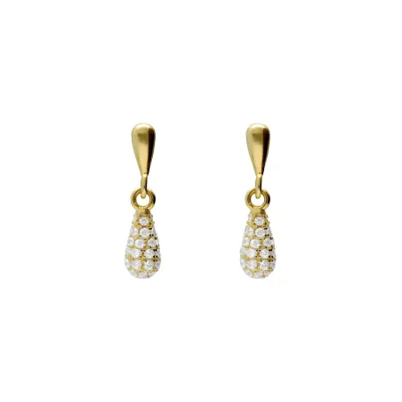 Pendientes Cortos Victoria Cruz Lux Gota Baño Oro y Circonitas Blancas A5624-07DT