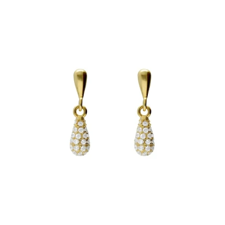 Pendientes Cortos Victoria Cruz Lux Gota Baño Oro y Circonitas Blancas A5624-07DT