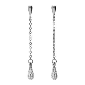 Pendientes Largos Victoria Cruz Lux Gota Baño Rodio y...