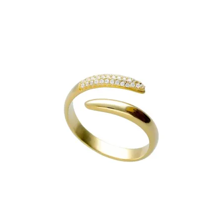 Anillo Ajustable Victoria Cruz Lux Gotas Plata Baño Oro y Circonitas Blancas A5632-07DA